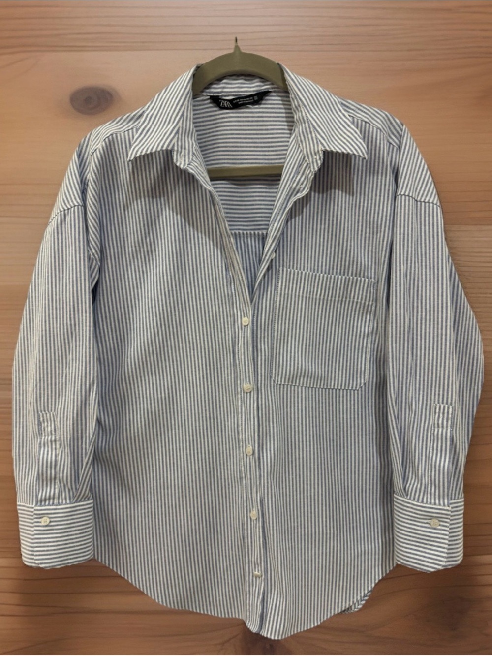 Zara Striped Button Down Shirt Blue/White XS